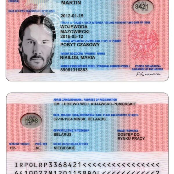 Poland Residence Permit Card Psd Template