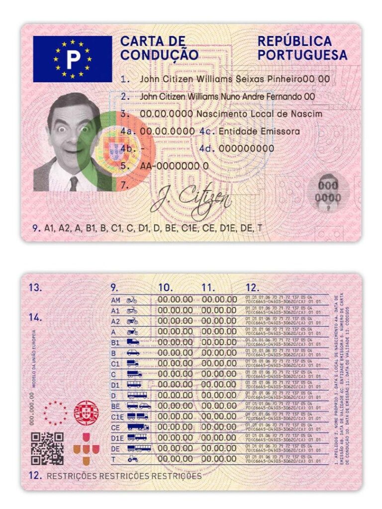 Portugal Driving Licence PSD Template